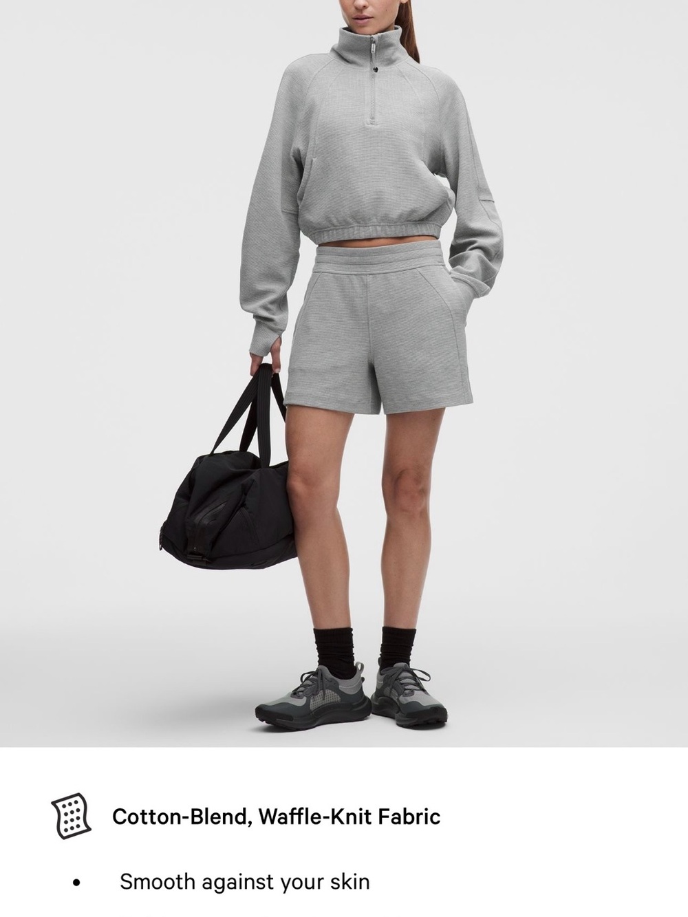 Lululemon Waffle Scuba Funnel Neck Half Zip Pullover Grey - Medium - Picture 13 of 15